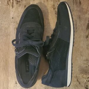 Paul Green Black Suede Leather Shoes Size 7.5 Mens Zipper Sparkly Dot Design